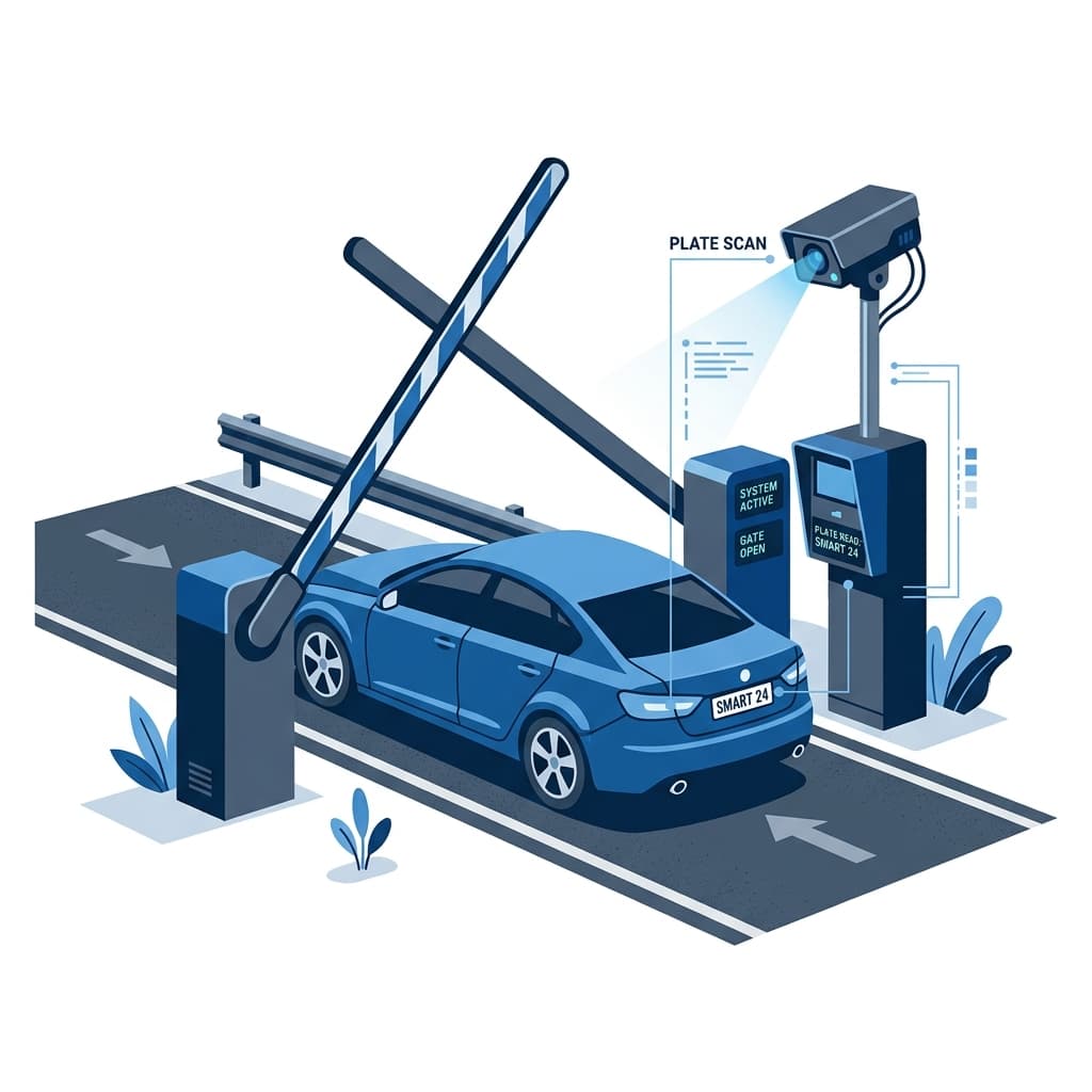 Automated Smart Parking Gate Illustration